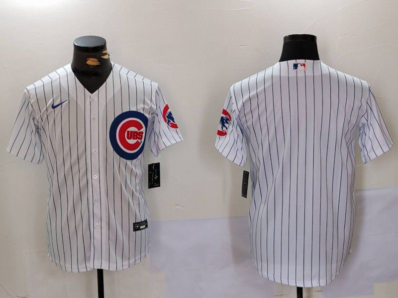 Men Chicago Cubs Blank White stripe Game 2024 Nike MLB Jersey style 2->chicago cubs->MLB Jersey